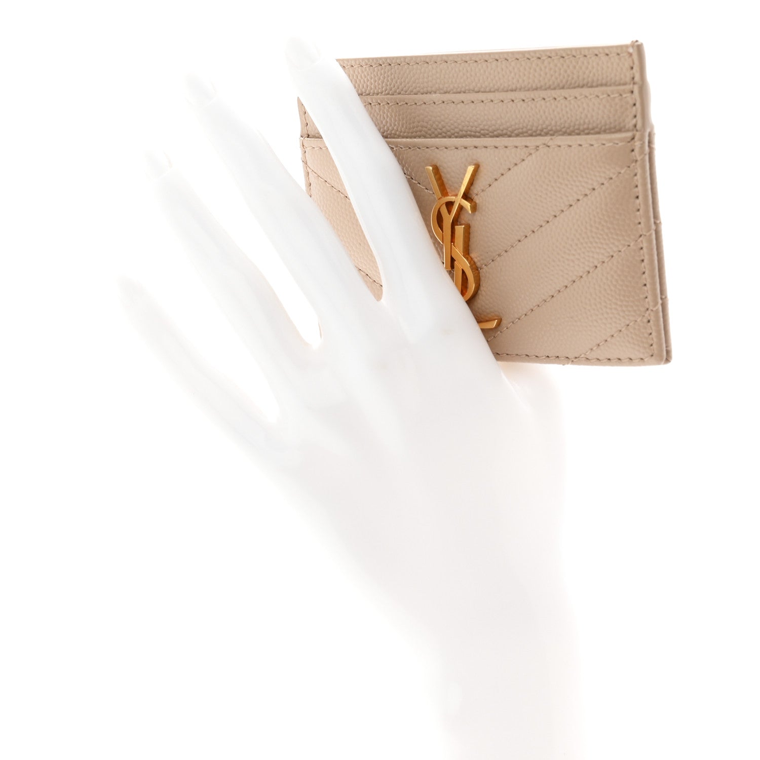 Grain De Poudre Matelasse Chevron Monogram Credit  Case Dark Beige