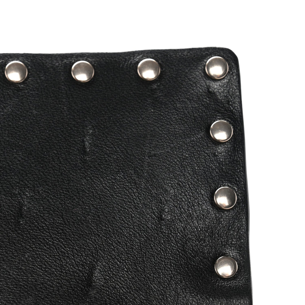 Metallic Wrinkled Lambskin Rockstud Spike Wallet on Chain Mekong