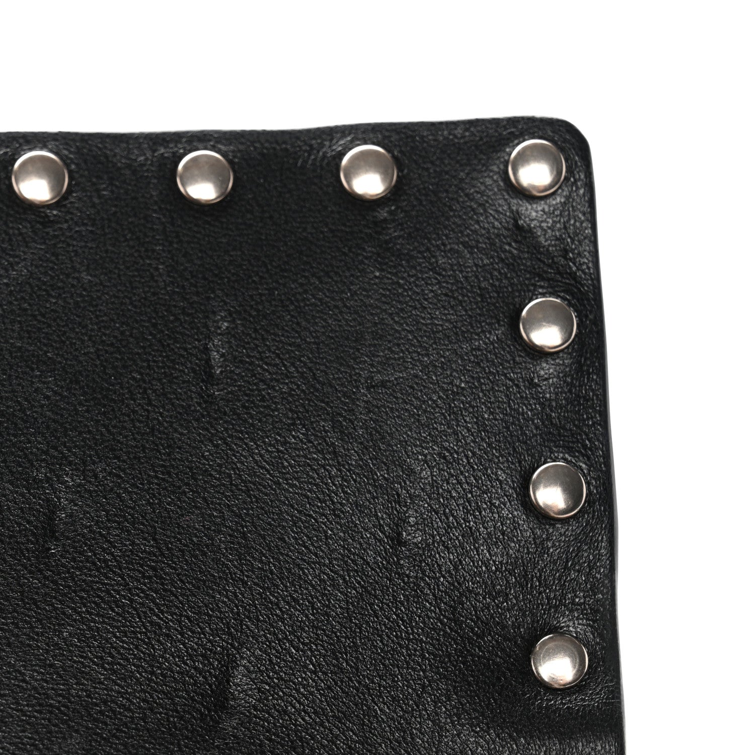 Metallic Wrinkled Lambskin Rockstud Spike Wallet on Chain Mekong