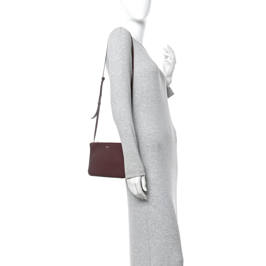 Lambskin Small Trio Crossbody Bag Burgundy