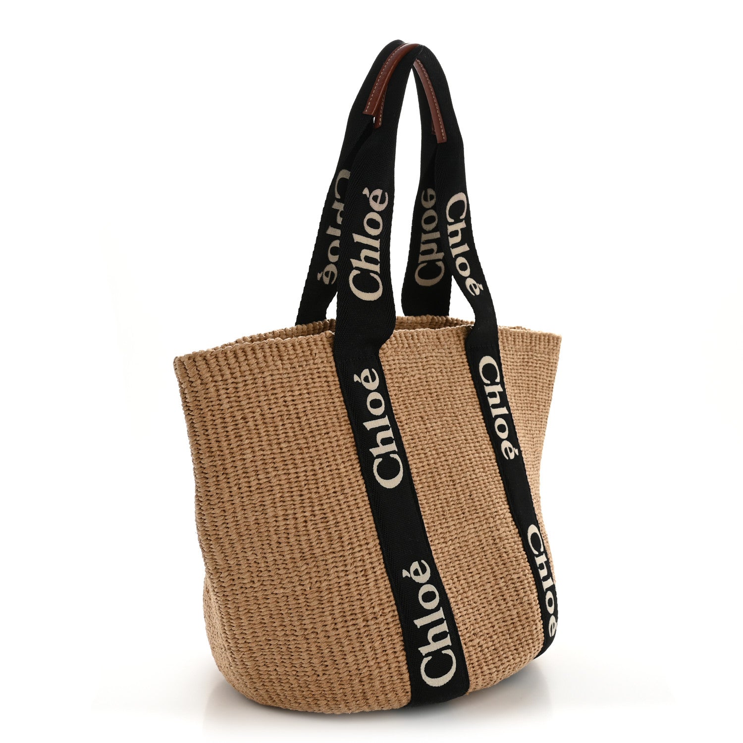 Raffia Large Woody Tote Black