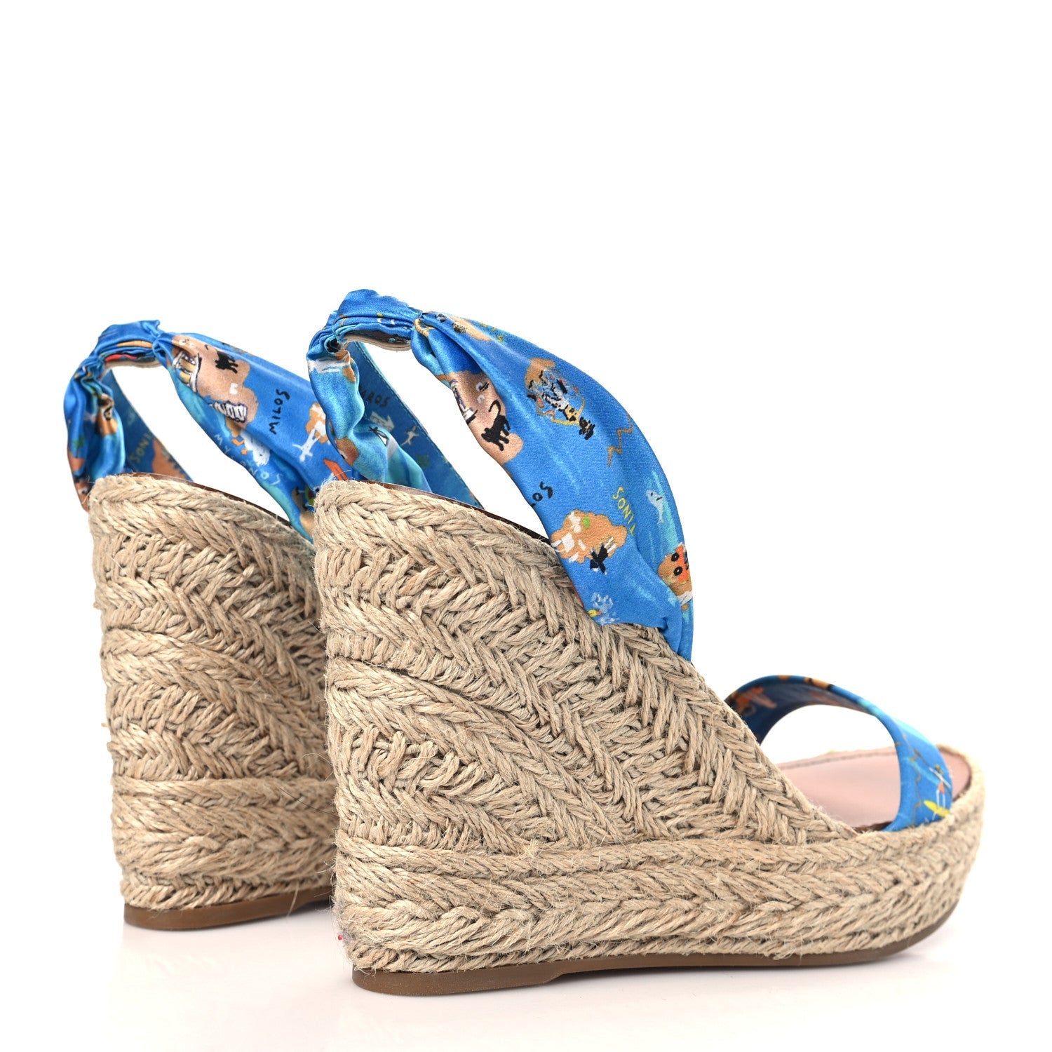 Satin Monica Du Desert 110 Espadrille Wedges 41 Blue Multicolor
