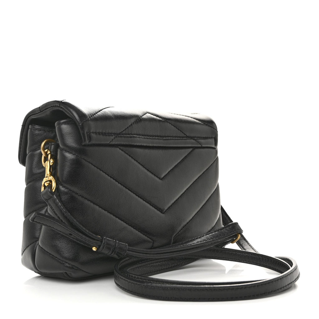 Calfskin Y Quilted Monogram Toy Loulou Crossbody Bag Black