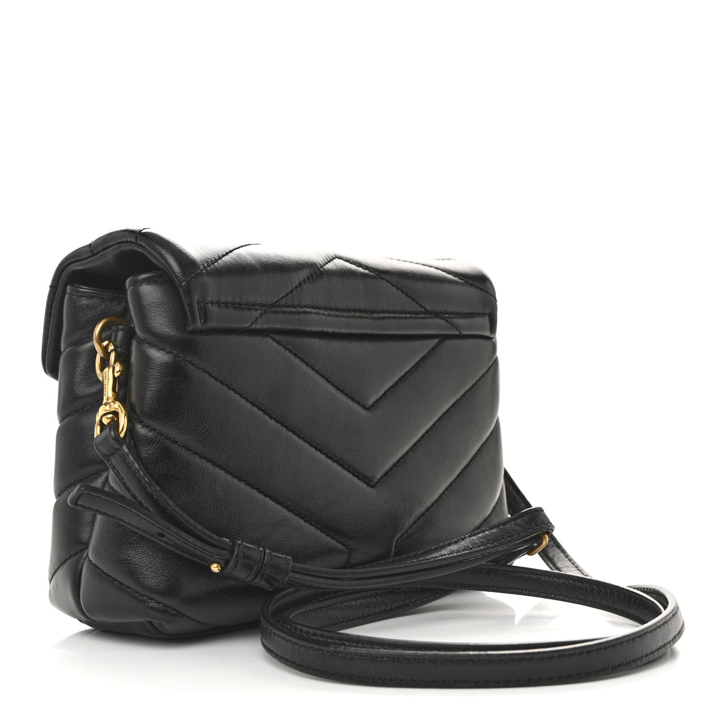 Calfskin Y Quilted Monogram Toy Loulou Crossbody Bag Black