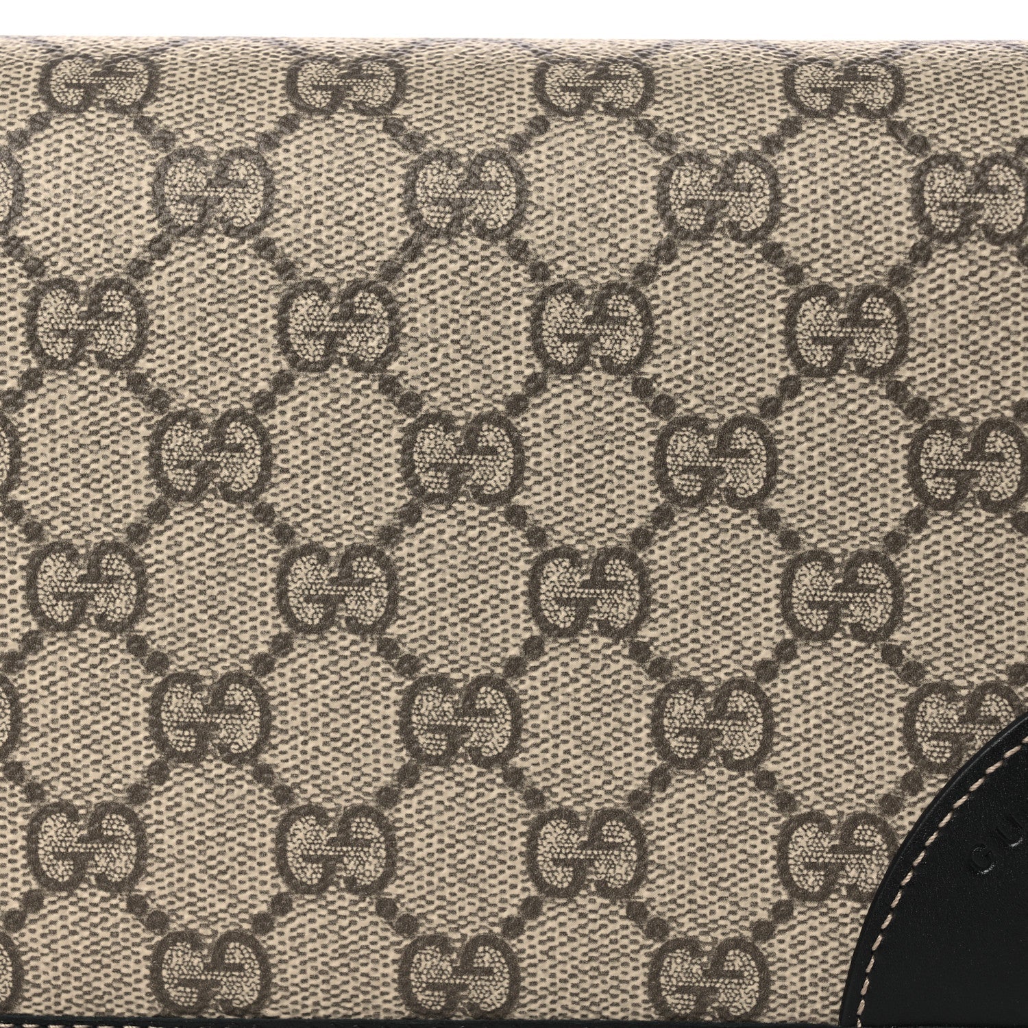GG Emblem Monogram Wallet With Strap Beige Ebony Black