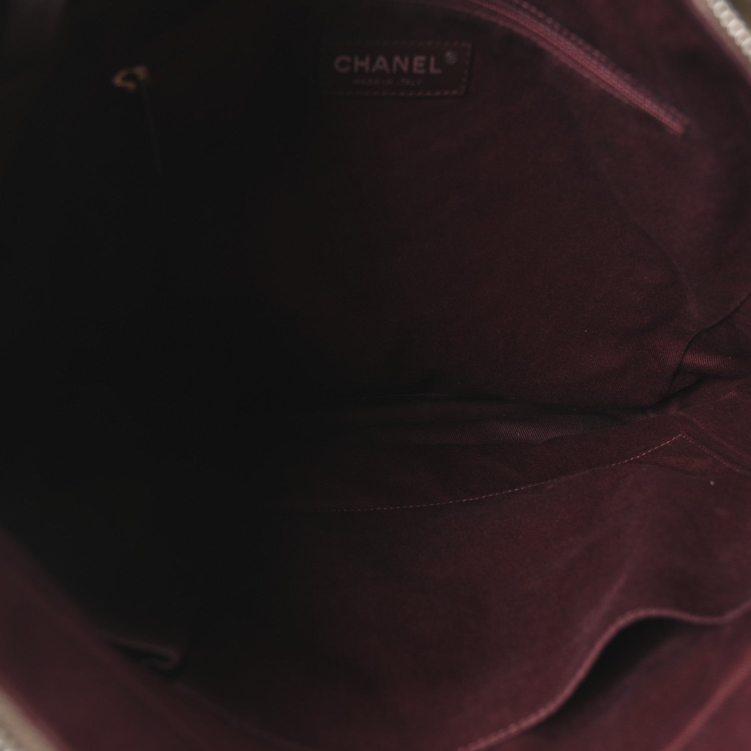Iridescent Calfskin In The Mix Tall Tote Khaki