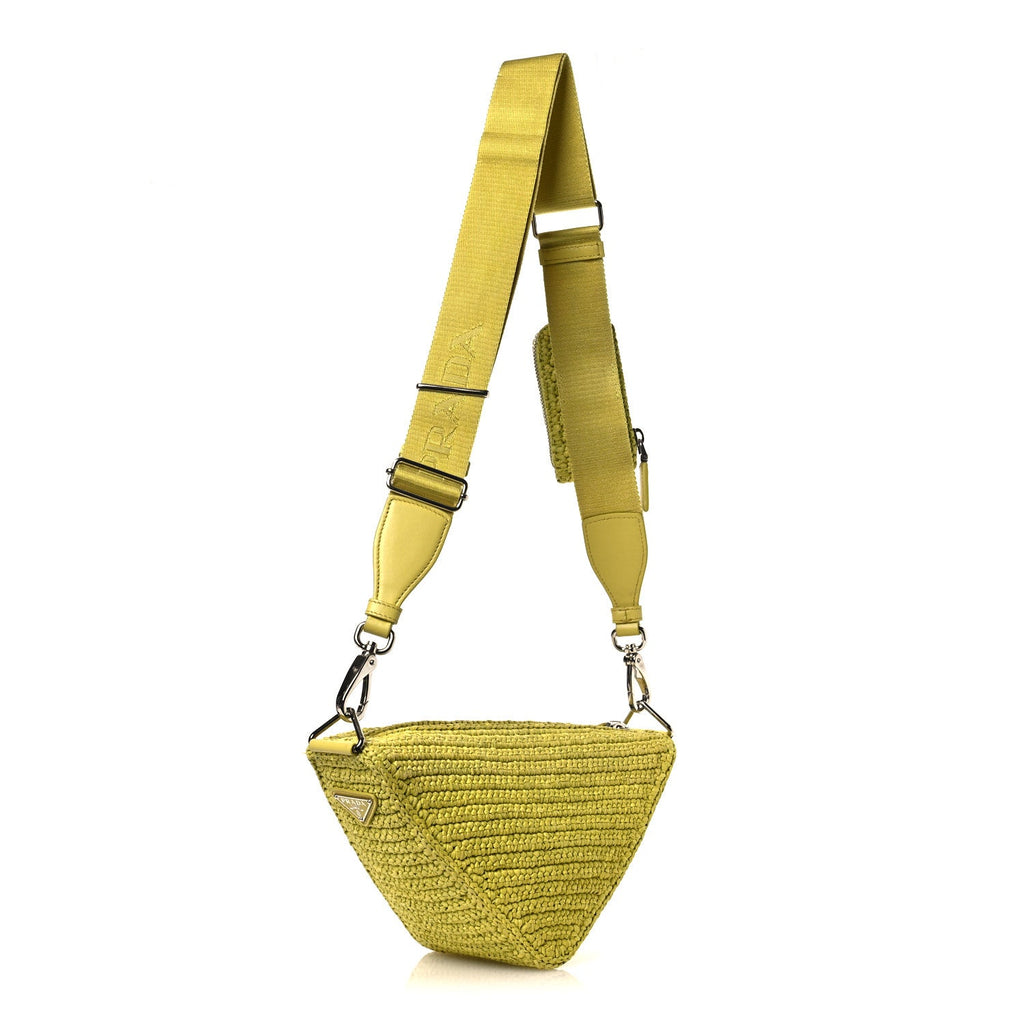 Yarn Raffia Effect Crochet Triangle Shoulder Bag Giallo