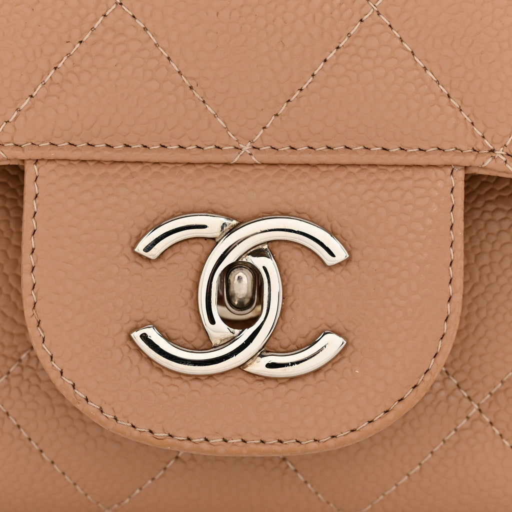 Caviar Quilted Jumbo Single Flap Dark Beige