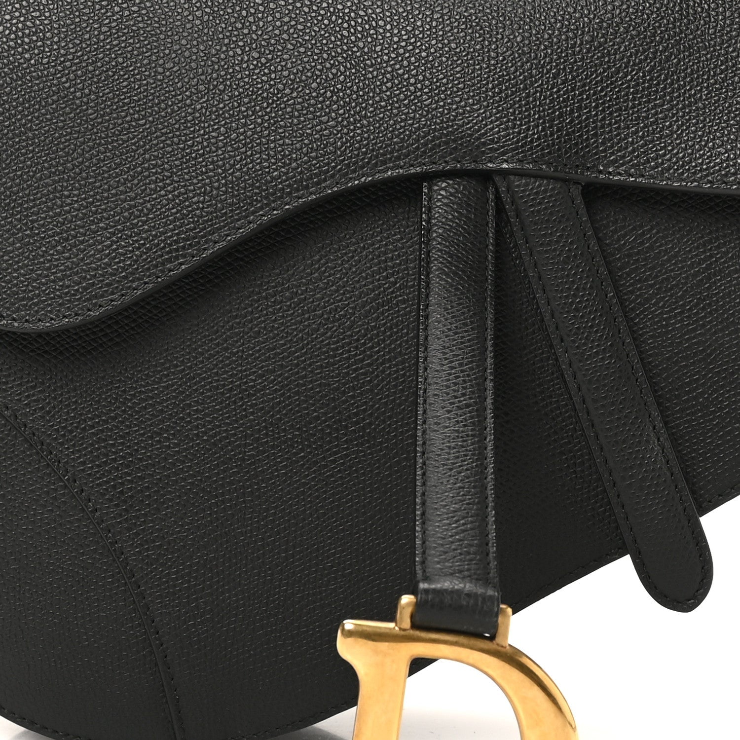 Grained Calfskin Saddle Bag Black