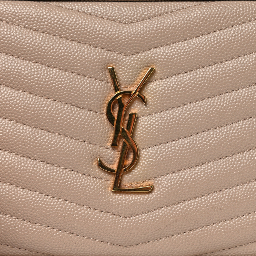 Grain De Poudre Matelasse Monogram Mini Lou Camera Bag Dark Beige
