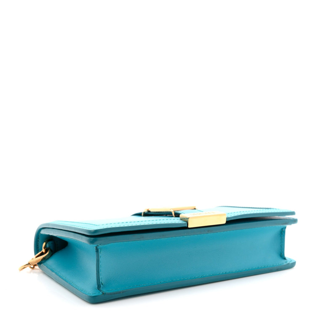 Calfskin Greca Goddess Wallet On Chain Blue