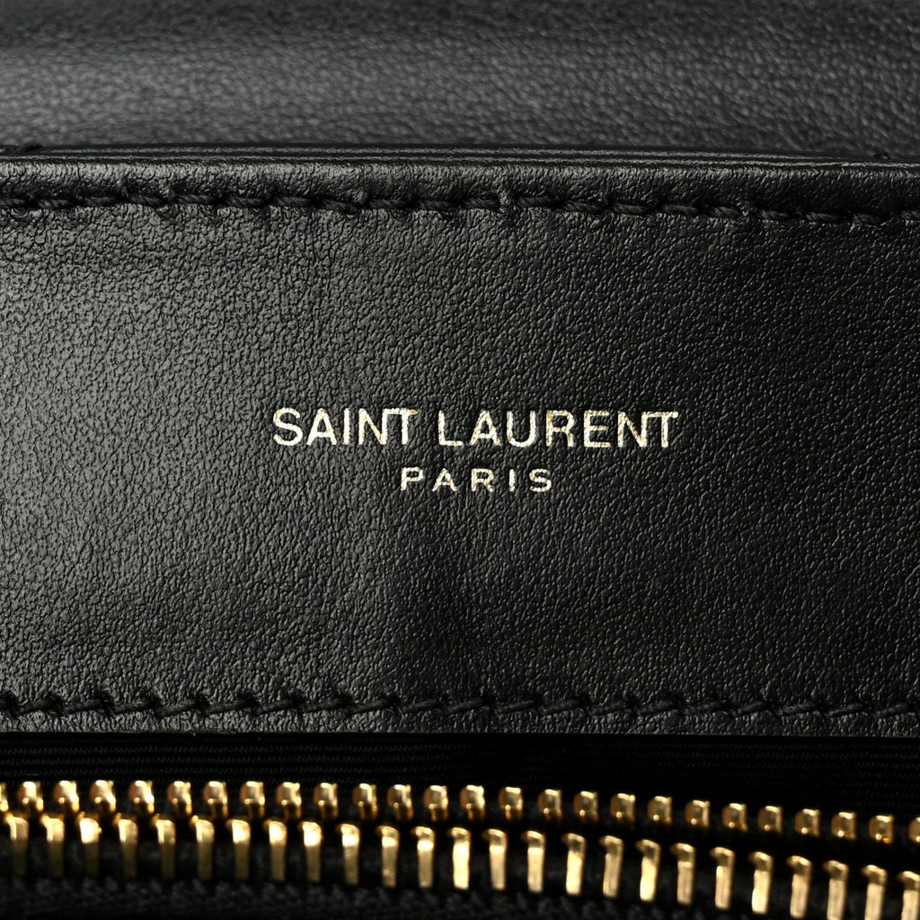 Calfskin Y Quilted Monogram Small Loulou Chain Satchel Black