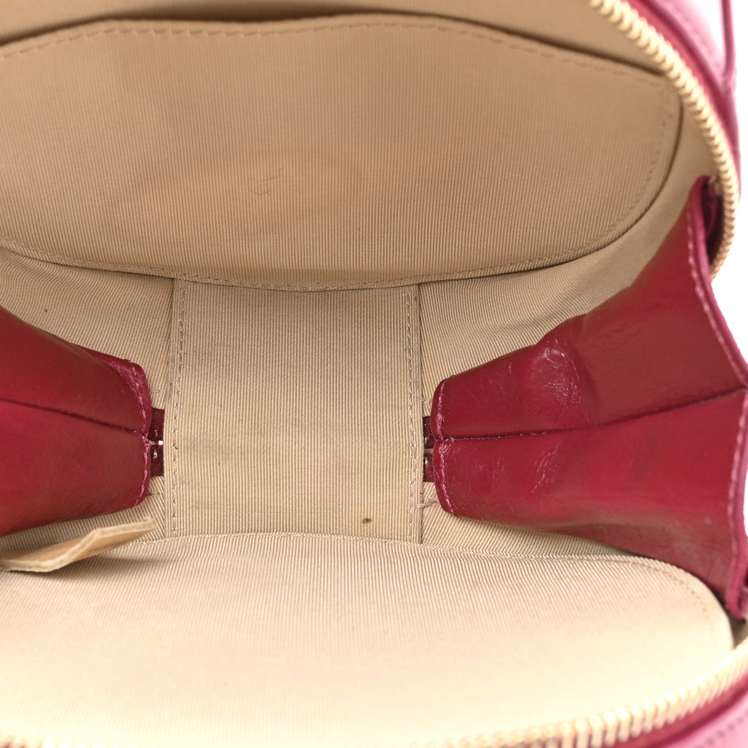 Glazed Calfskin Round As Earth Evening Bag Rouge