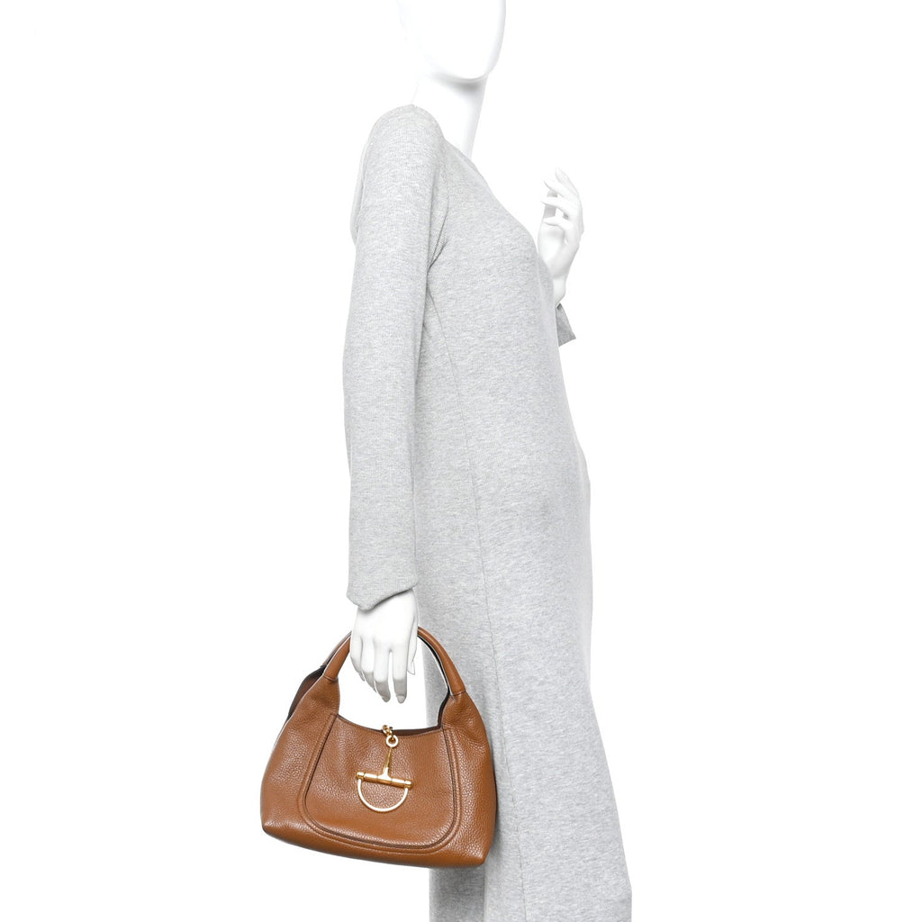 Grained Calfskin Softbit Medium Shoulder Bag Brown
