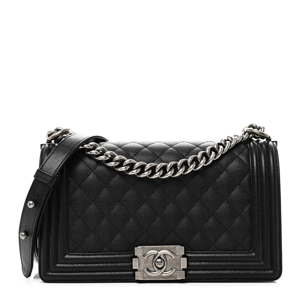 Caviar Quilted Medium Boy Flap Black