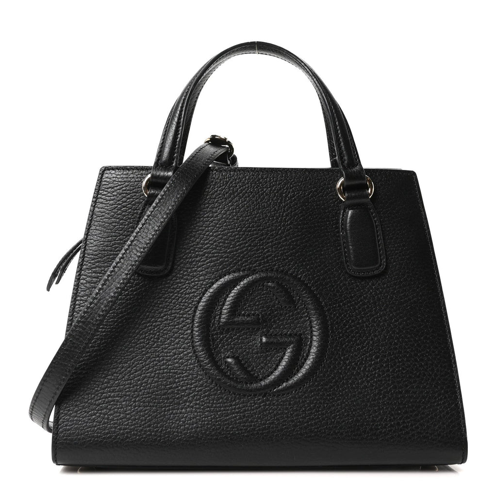 Dollar Calfskin Medium Soho Top Handle Satchel Black