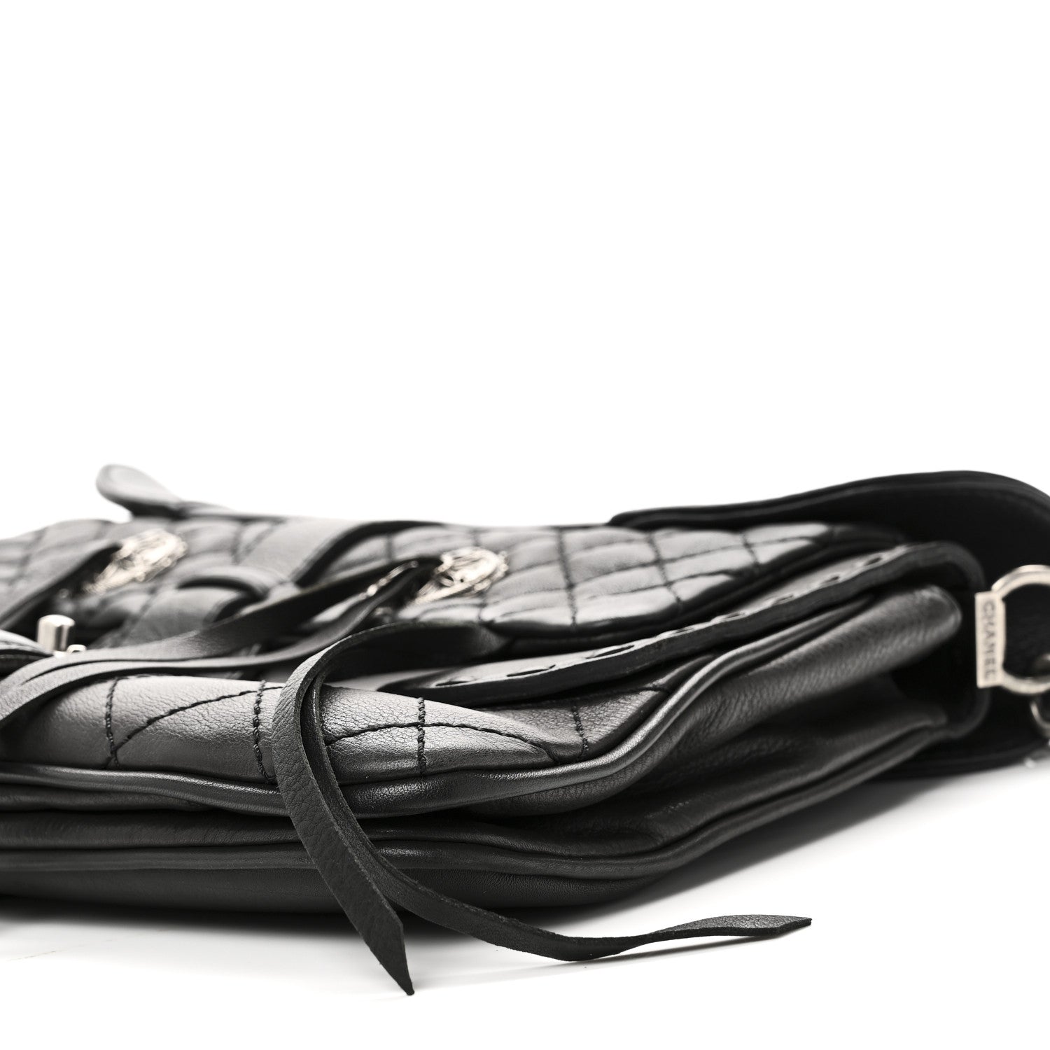 Goatskin Quilted Paris Dallas Saddle Bag Black