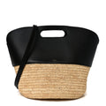Raffia Calfskin Basket Bag Natural Black