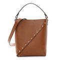 Calfskin Rockstud Wispy Bucket Bag Tobacco