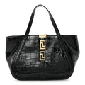 Calfskin Crocodile Embossed Small Greca Goddess Shoulder Bag