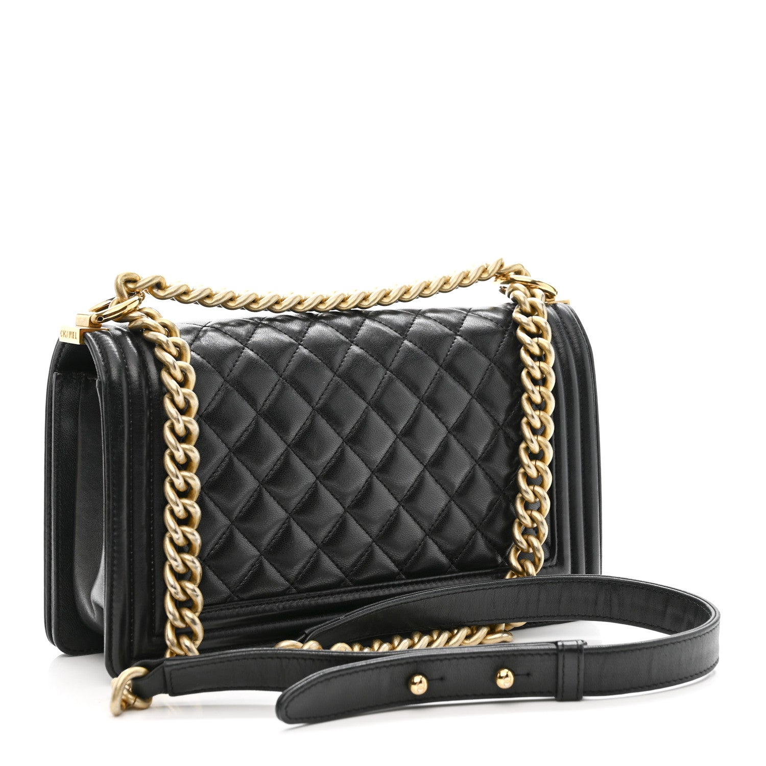 Lambskin Quilted Medium Boy Flap Black