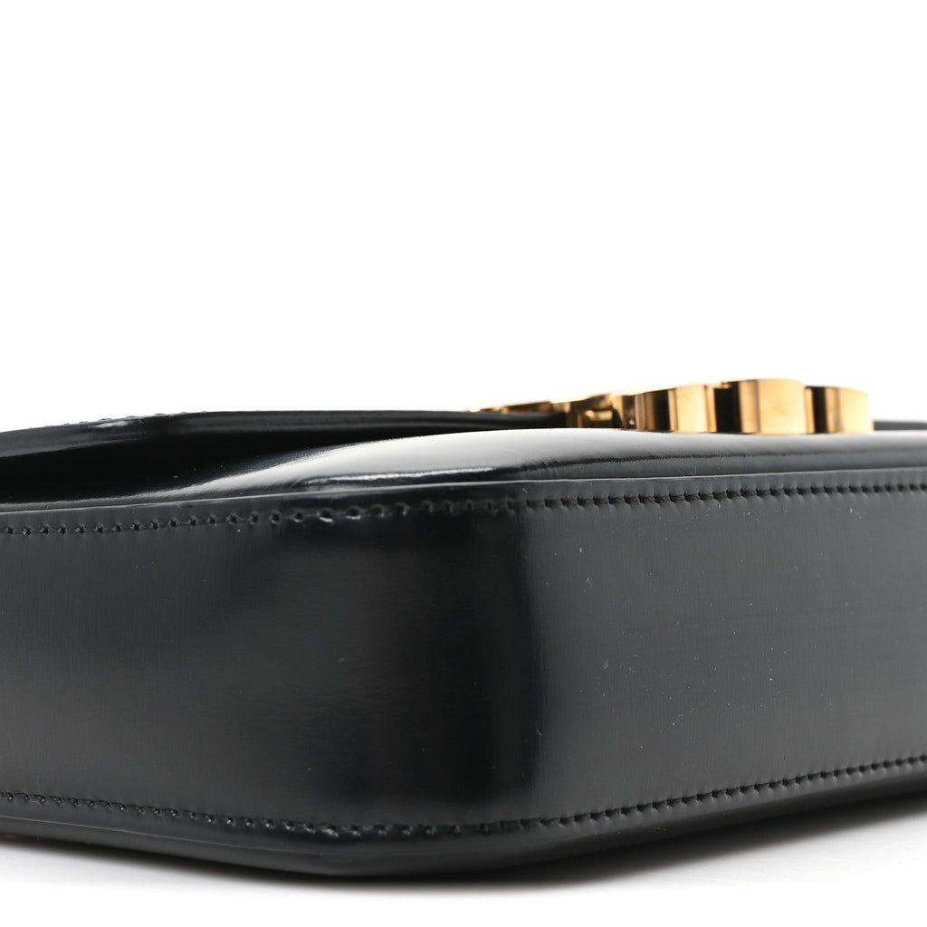 Shiny Calfskin Triomphe Shoulder Bag Black