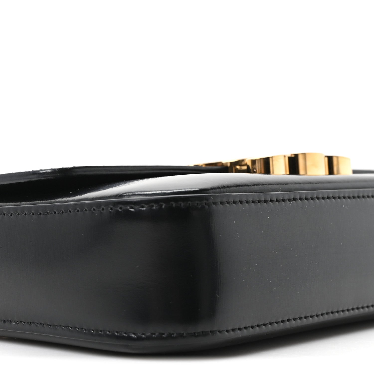 Shiny Calfskin Triomphe Shoulder Bag Black