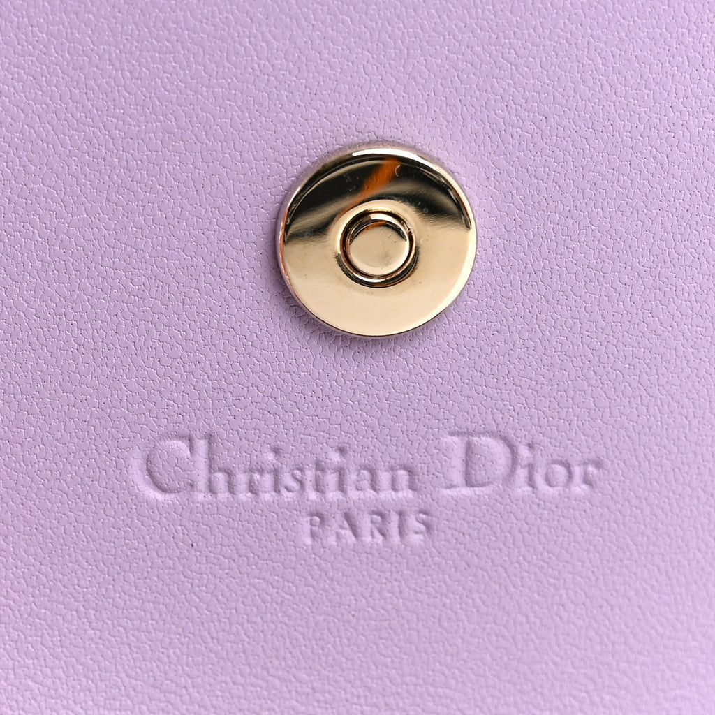 Lambskin Cannage Miss Dior Glycine Wallet Purple