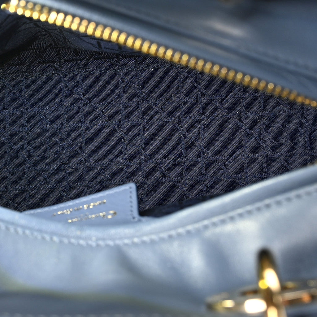 Lambskin Cannage Medium Lady Dior Denim Blue