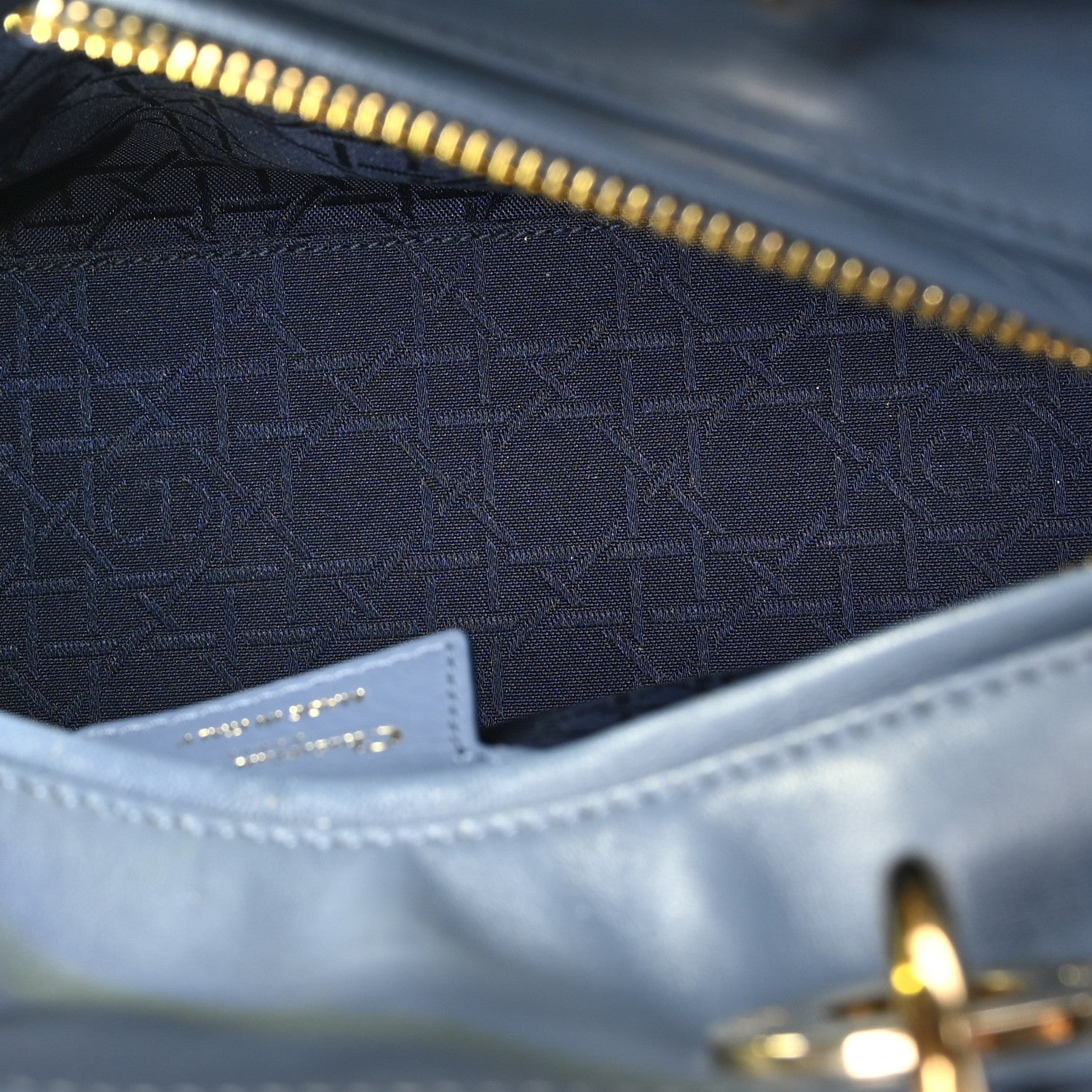 Lambskin Cannage Medium Lady Dior Denim Blue