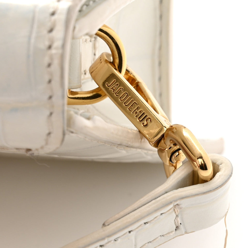 Calfskin Crocodile Embossed Le Chiquito Long White