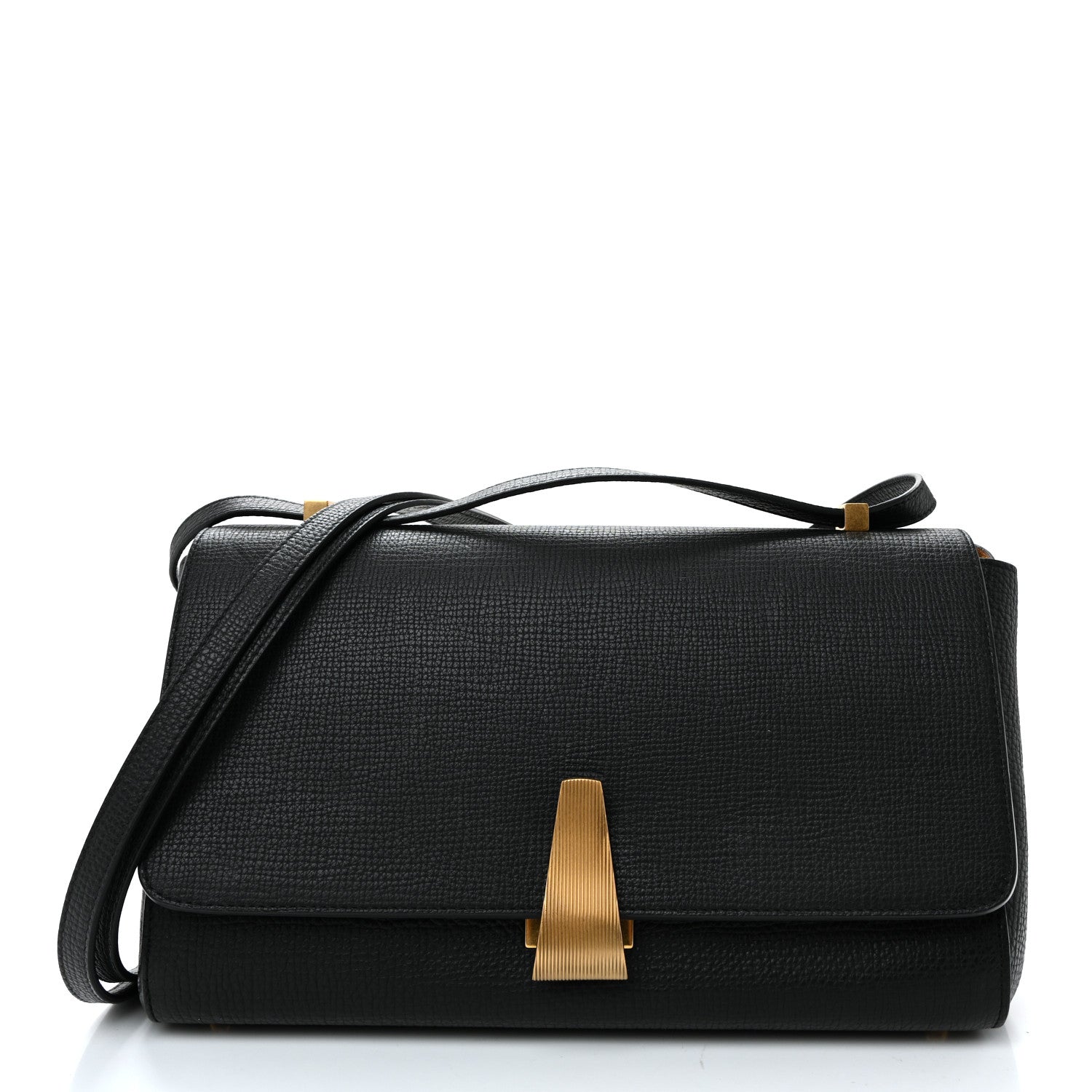 Textured Calfskin Small BV Angle Shoulder Bag Black