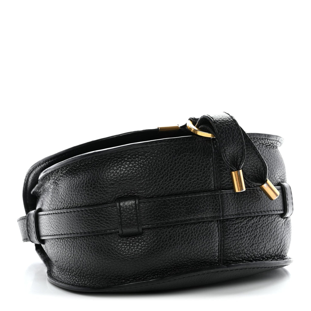 Grained Calfskin Small Marcie Saddle Bag Black