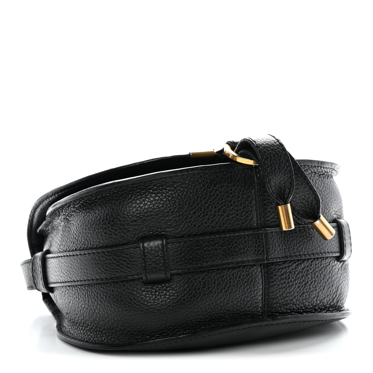 Grained Calfskin Small Marcie Saddle Bag Black