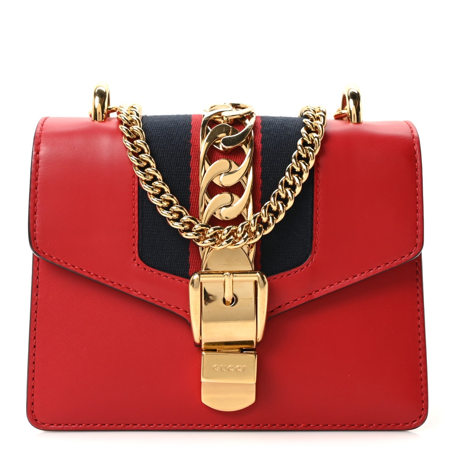 Calfskin Mini Sylvie Chain Shoulder Bag Hibiscus Red