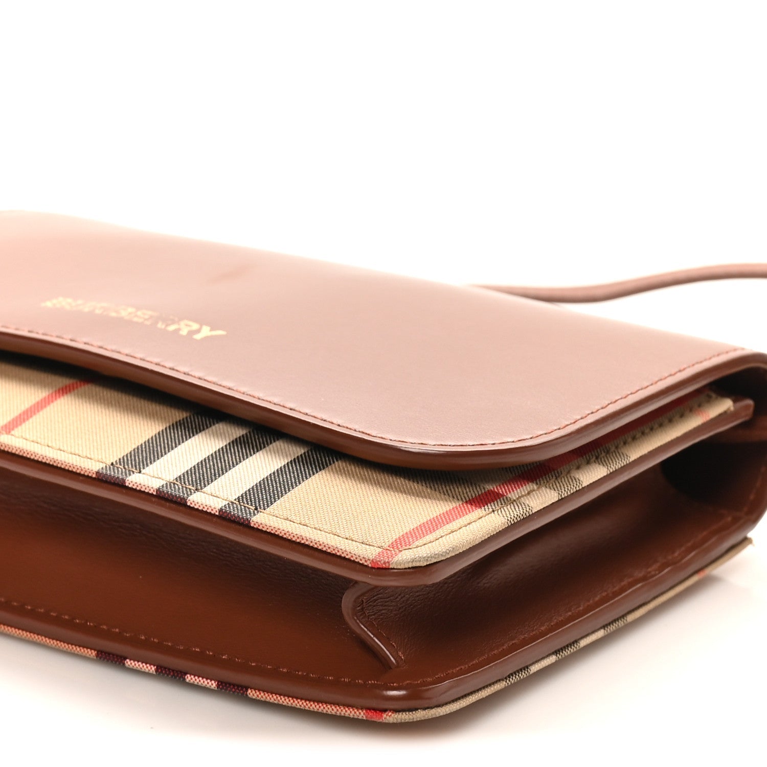 Calfskin House Check Hampshire Wallet On Chain Tan
