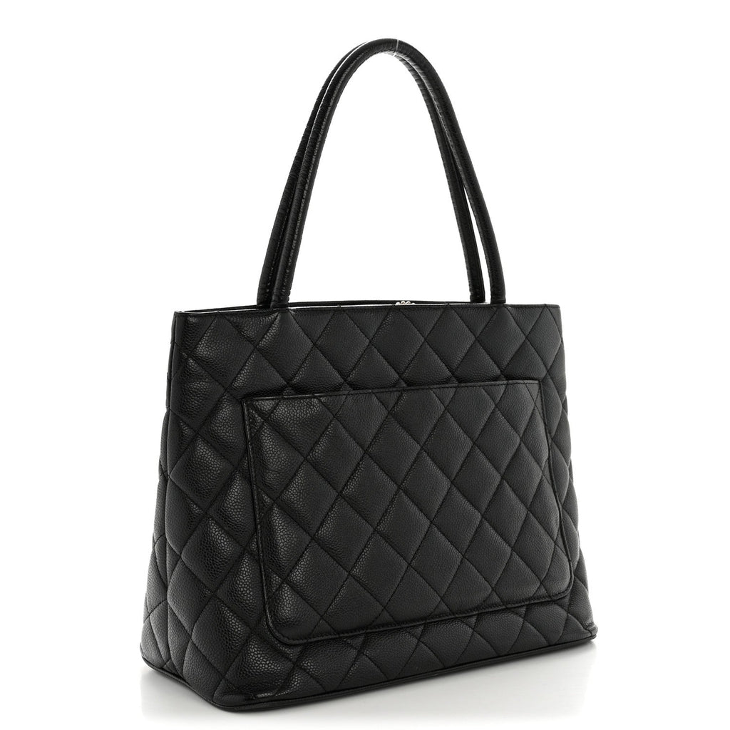 Caviar Quilted Medallion Tote Black