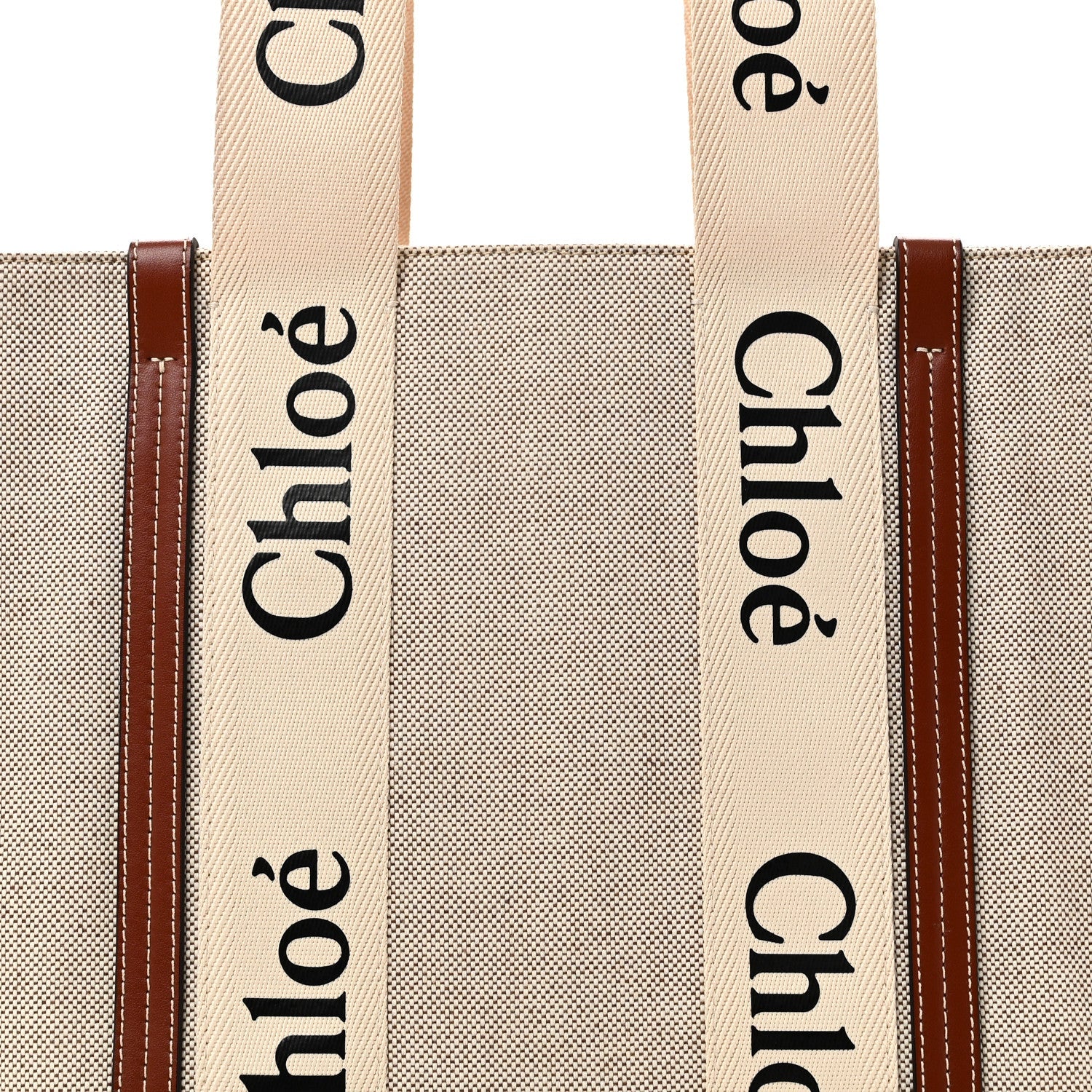 Cotton Calfskin Medium Woody Ribbon Tote White Brown