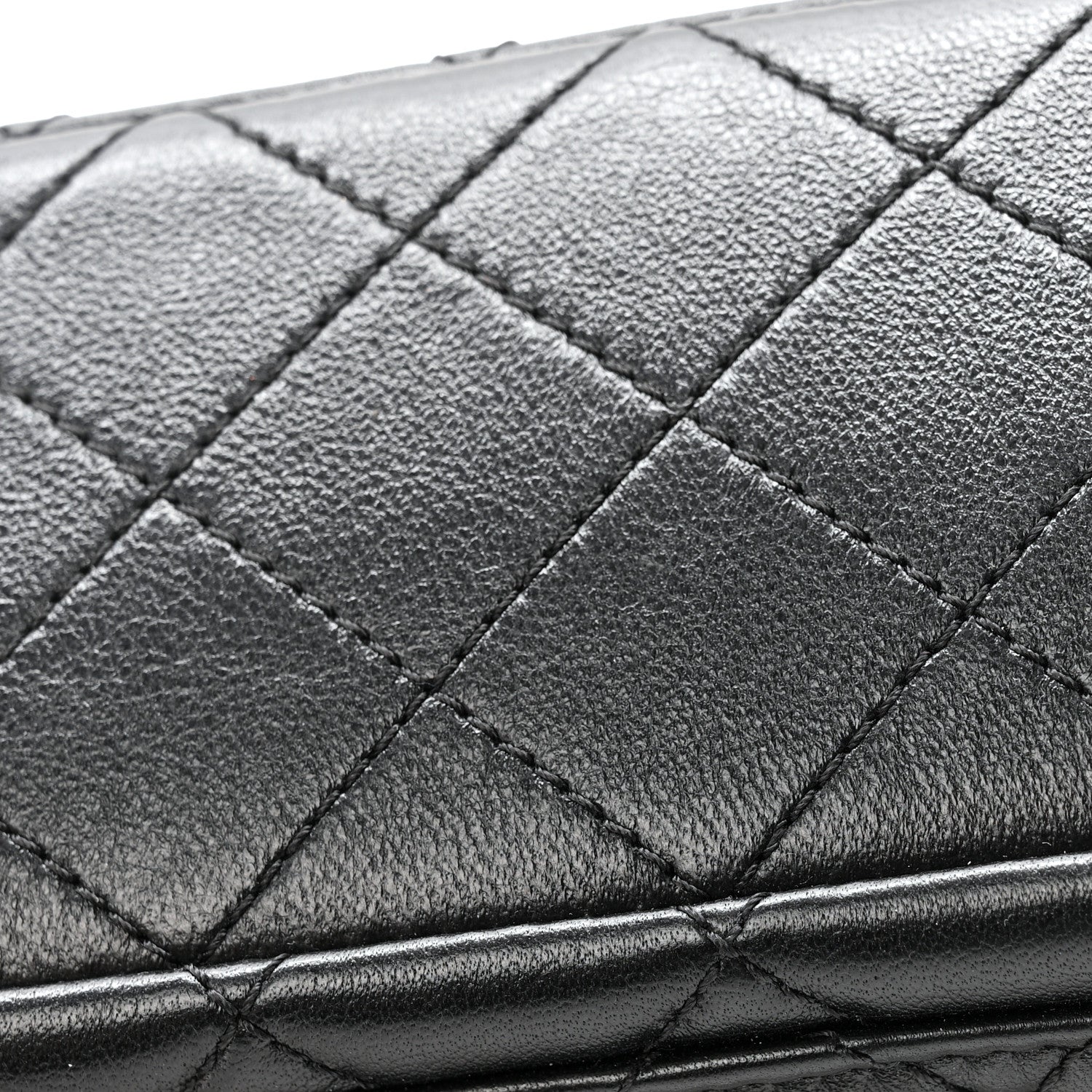 Lambskin Quilted Mini Rectangular Pearl Crush Flap Black