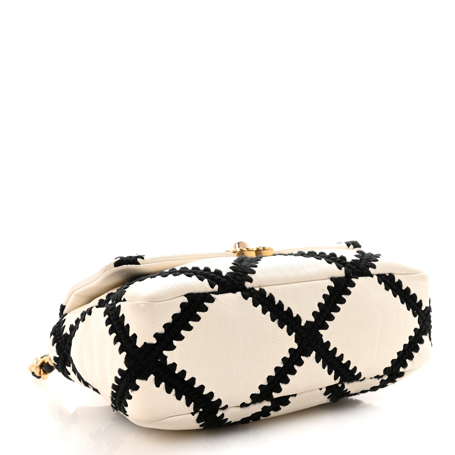 Calfskin Crochet Medium Chanel 19 Flap White Black