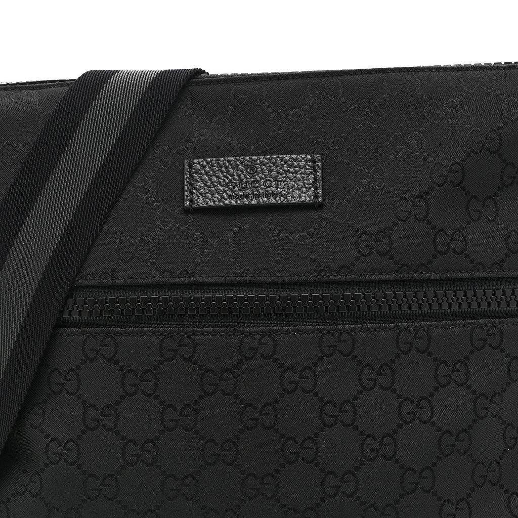 Nylon Monogram Small Flat Messenger Bag Black
