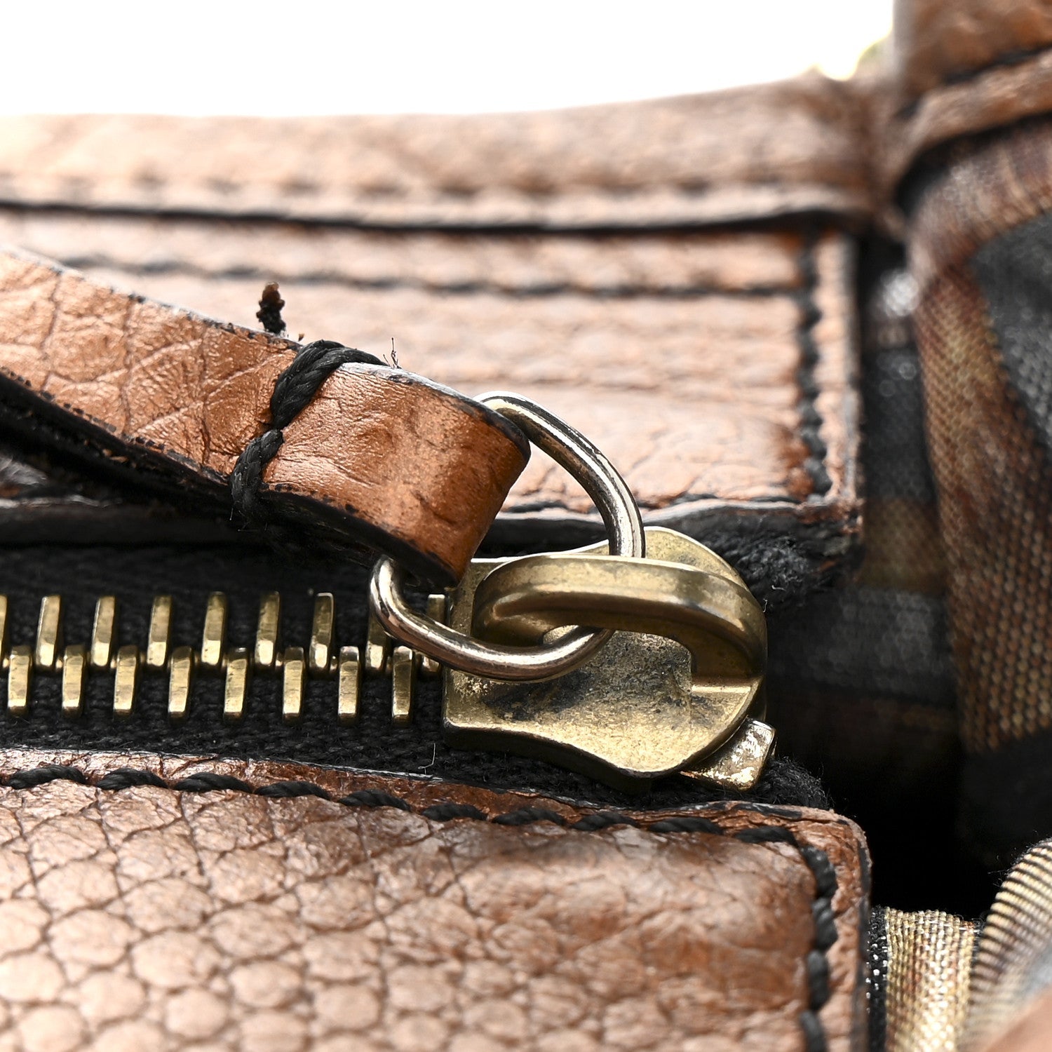 Zucca Calfskin Crocodile Embossed Large Chef Shopper Tote Tobacco