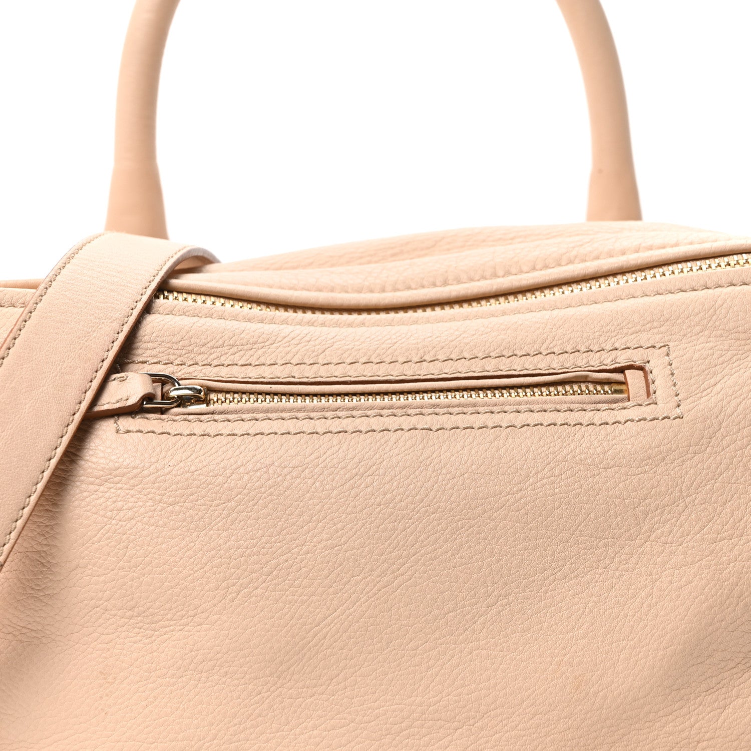 Bubble Calfskin Studded Pandora Light Beige