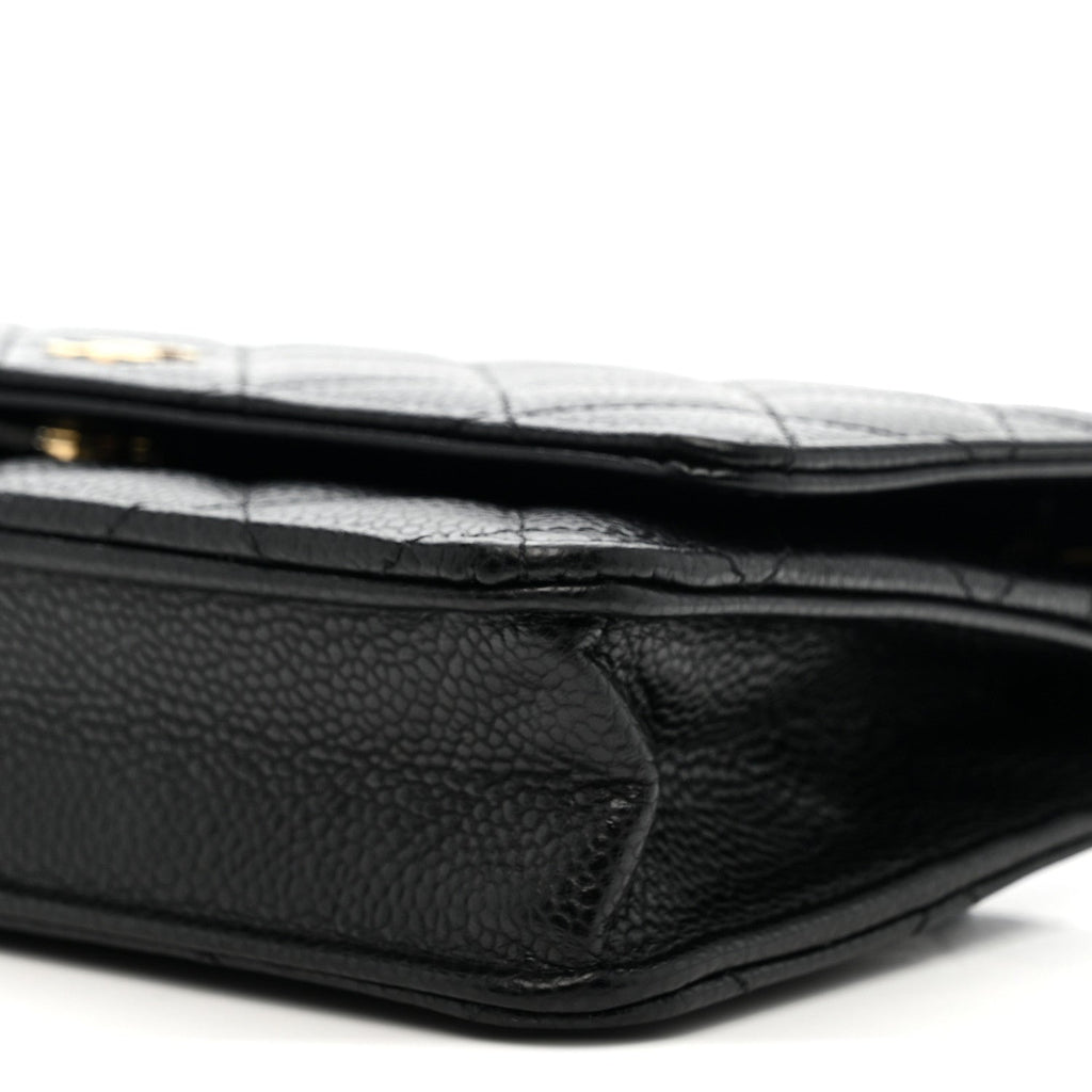 Caviar Quilted Wallet on Chain WOC Black