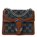 New Denim GG Monogram Dollar Calfskin Enamel Mini Dionysus Shoulder Bag Blue Tea Cuir Epilog Electric Blue