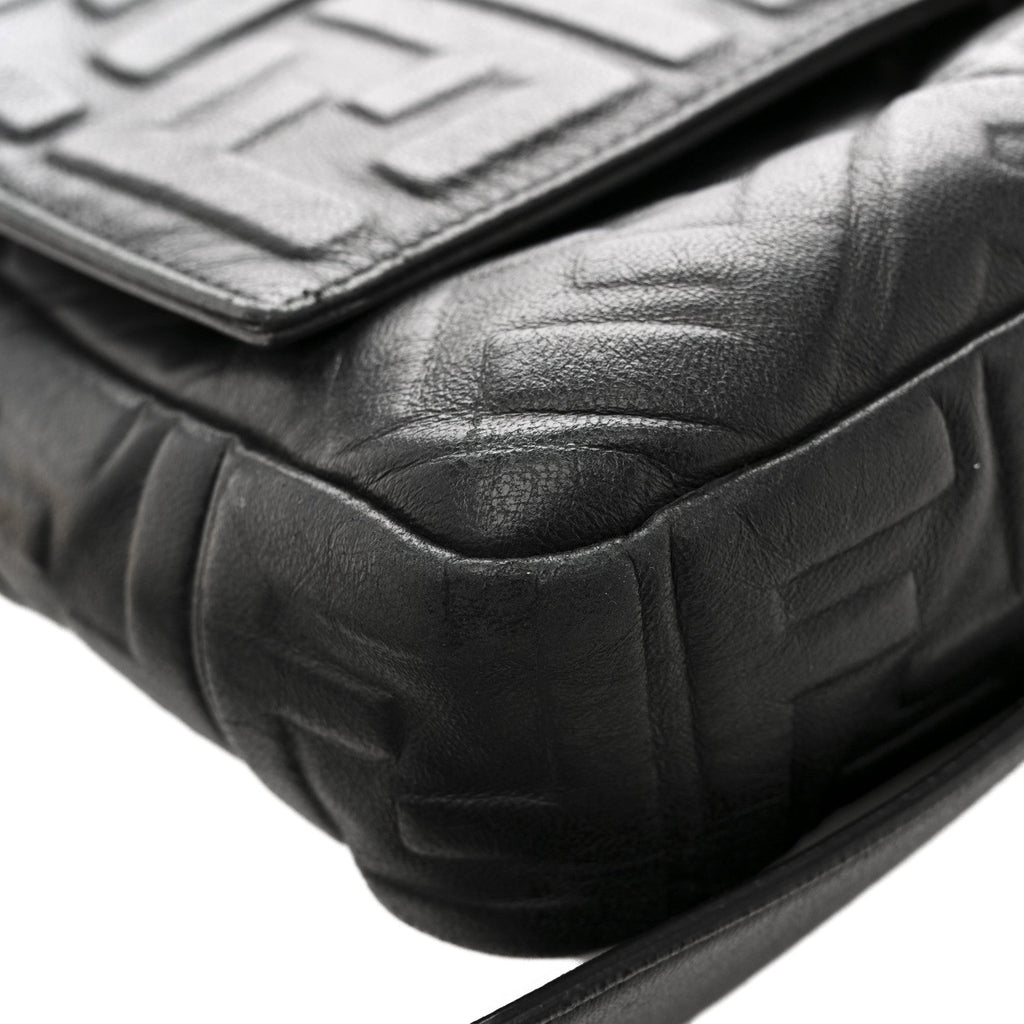 Nappa FF 1974 Embossed Large Baguette Black