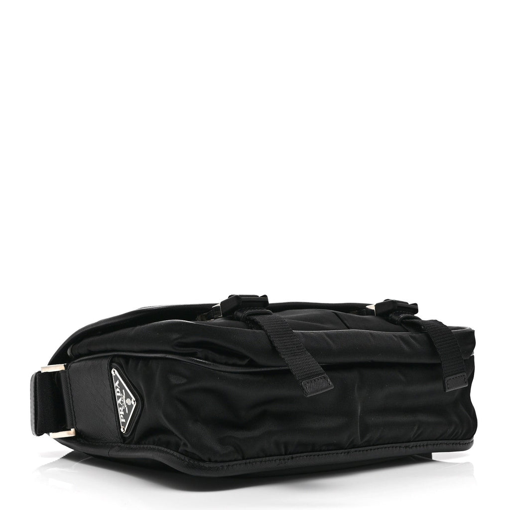 Tessuto Nylon Saffiano Logo Messenger Bag Black