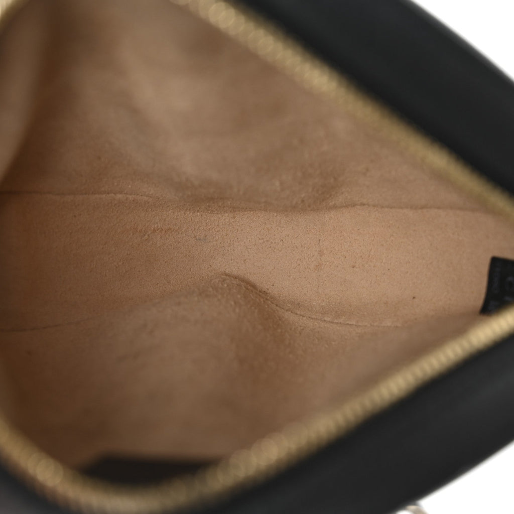 Grained Calfskin Web Mini Ophidia Round Shoulder Bag Black
