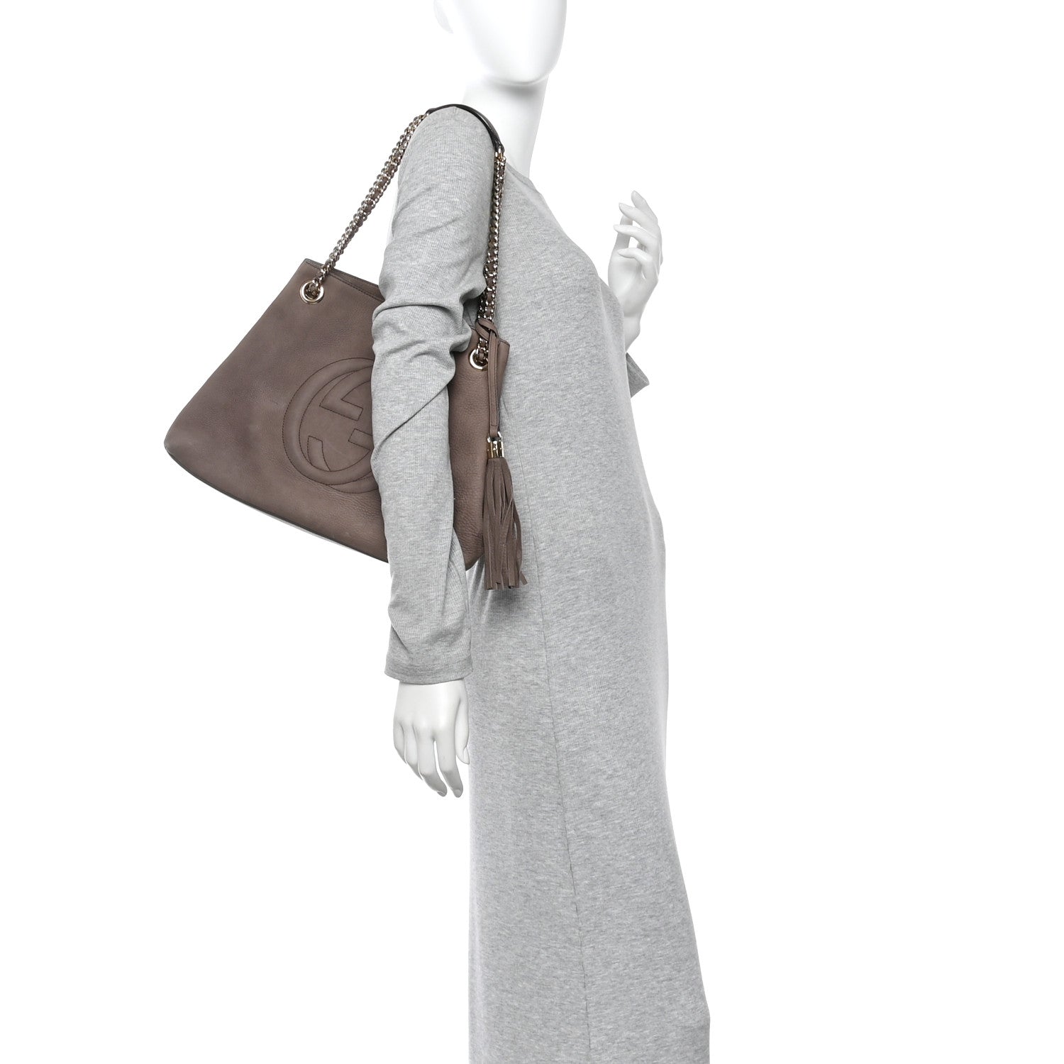 Vitello Range Medium Soho Chain Shoulder Bag Grey Field