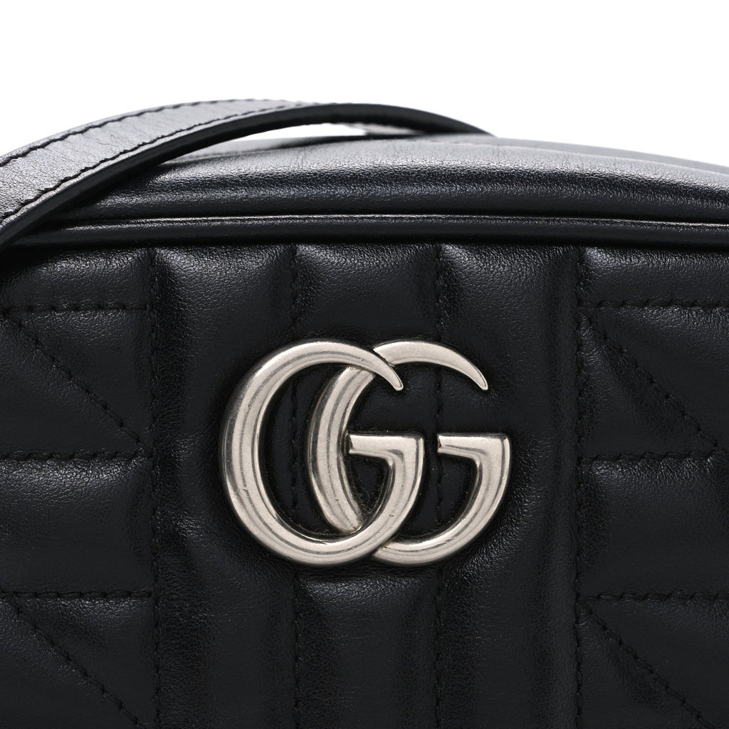 Calfskin Matelasse Aria Mini GG Marmont Chain Shoulder Bag Black
